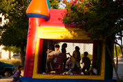 children in a bounce house